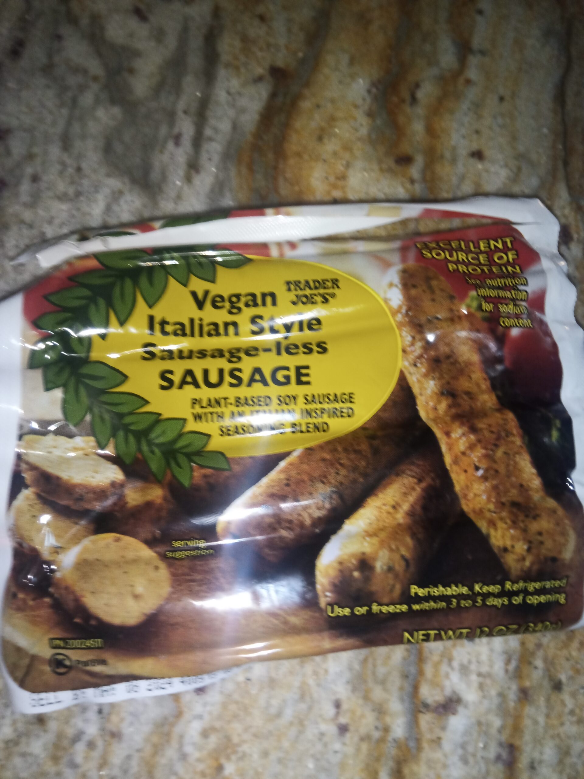 Trader Joe’s “Italian-Style Sausage-less Sausages”: 2/5 stale tofu?